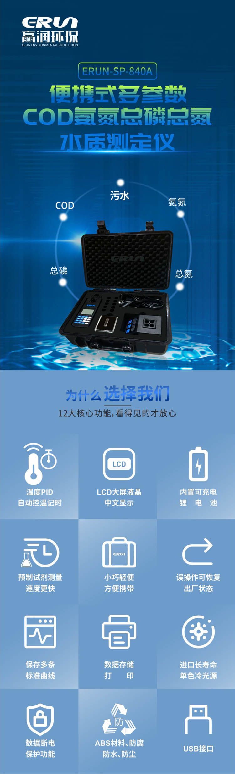 便攜式多參數(shù)COD、氨氮、總磷、總氮水質(zhì)測定儀